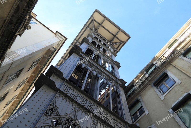 Portugal Lisbon Pedestrian Elevator Elevador De Santa Justa