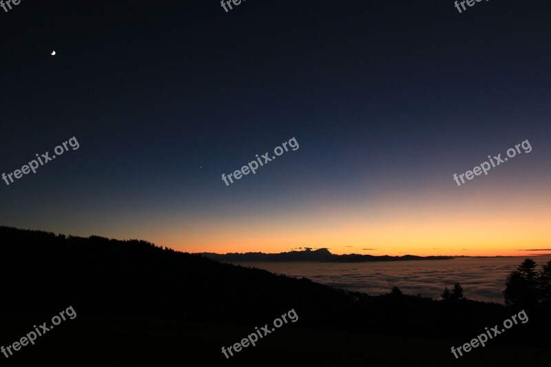 Vorarlberg Eichenberg Lutzenreuthe Fog Cotton Sunset