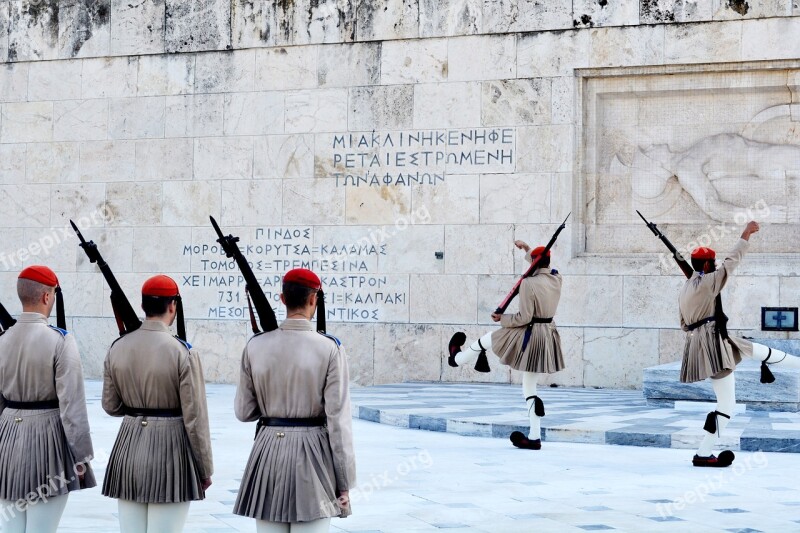 Changing Of The Guard Greek Parliament Athens Postcard Ancient City