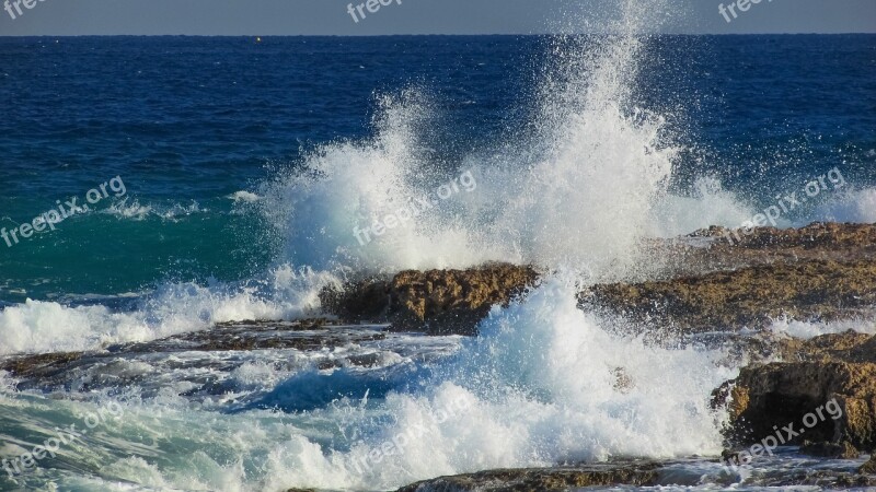 Wave Smashing Sea Nature Smash