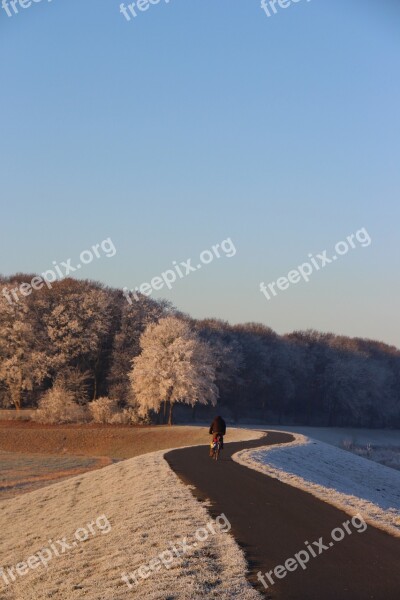 Winter Landscape Away Frost Sky