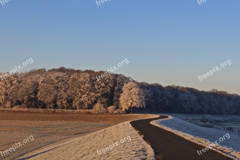 Winter Landscape Away Frost Sky