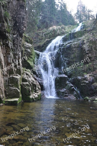 Waterfall Kamieńczyk Szklarska Poręba Landscape Mountains