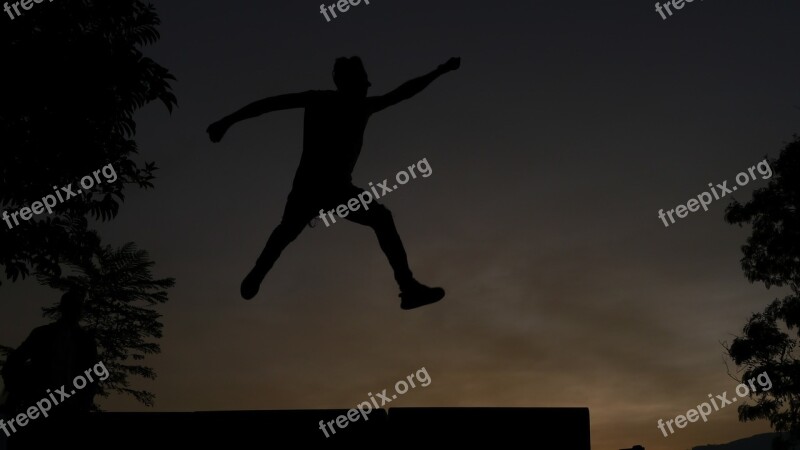 Jump Happy Emotion Sunset People