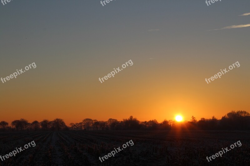 Sunrise Winter Cold Skies Morgenstimmung