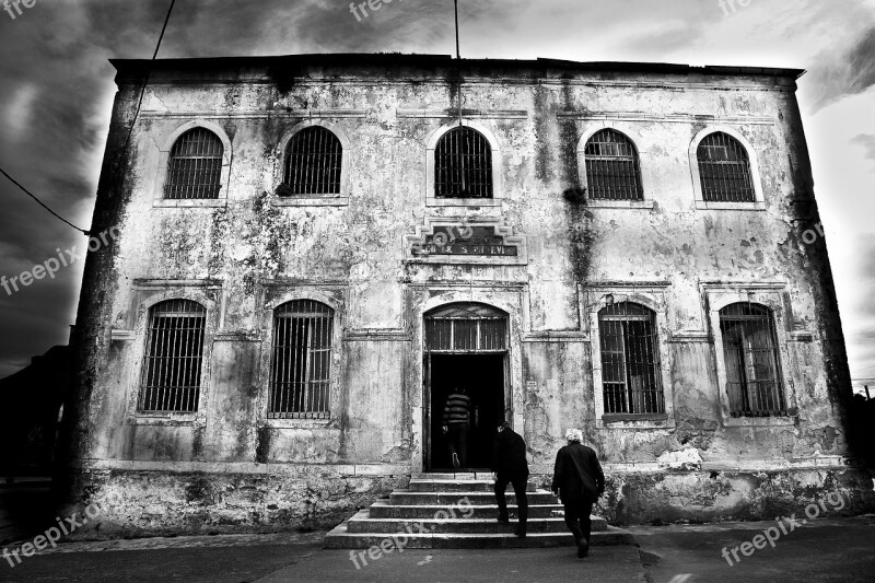 Building Structure Architecture Prison Black And White