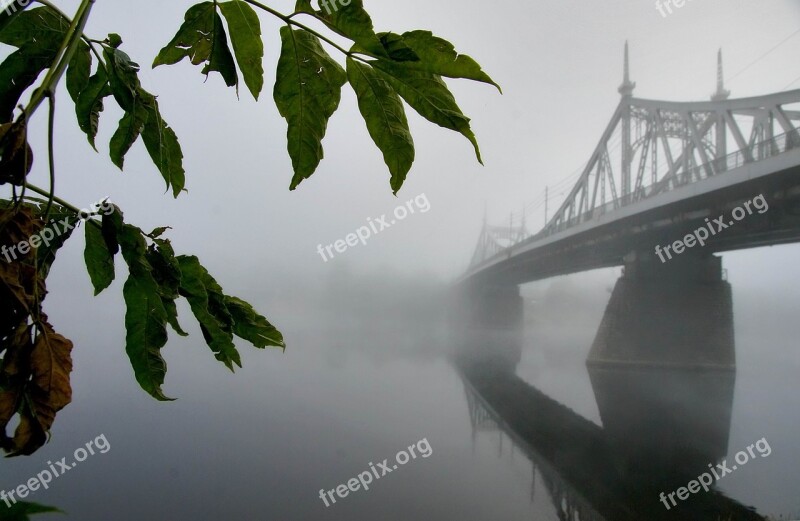 Old Bridge Tver Fog Aerial Perspective Free Photos