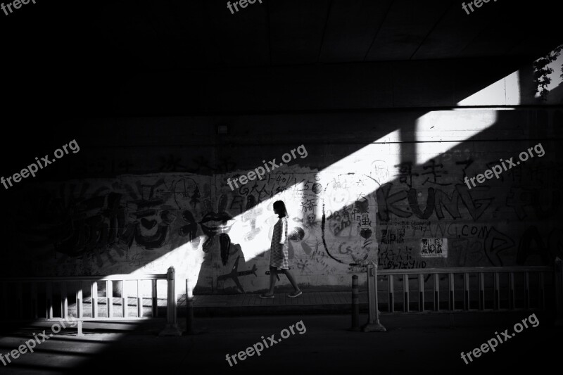 Light Black And White Beam Graffiti People