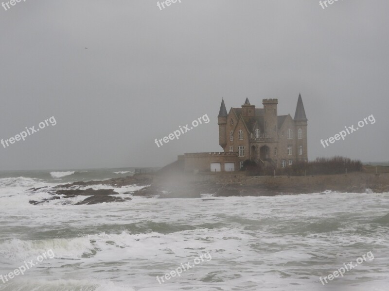 Quiberon Castle Sea Wave Storm