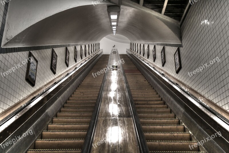 Antwerp Escalator Architecture Underground Tunel