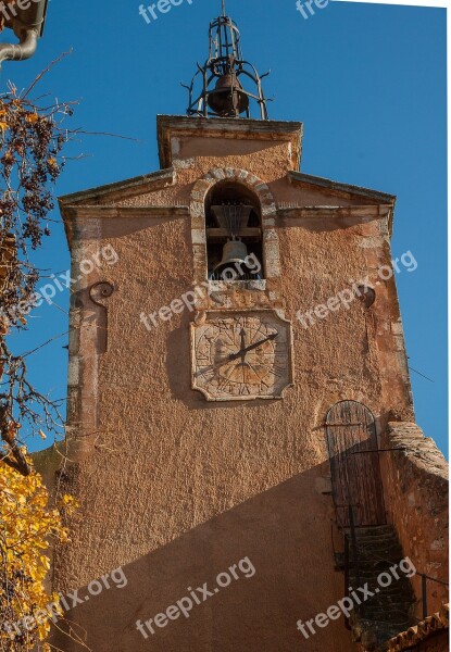 France Roussillon Sundial Bell Tower Church