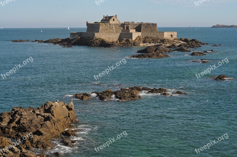 Fort Island Saint Malo Sea Rock