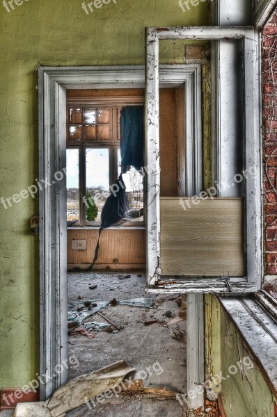 House Abandoned Window Door Deteriorated