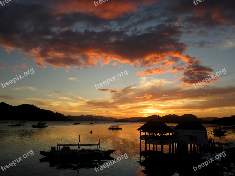 Philippines Coron Asia Travel Sunset