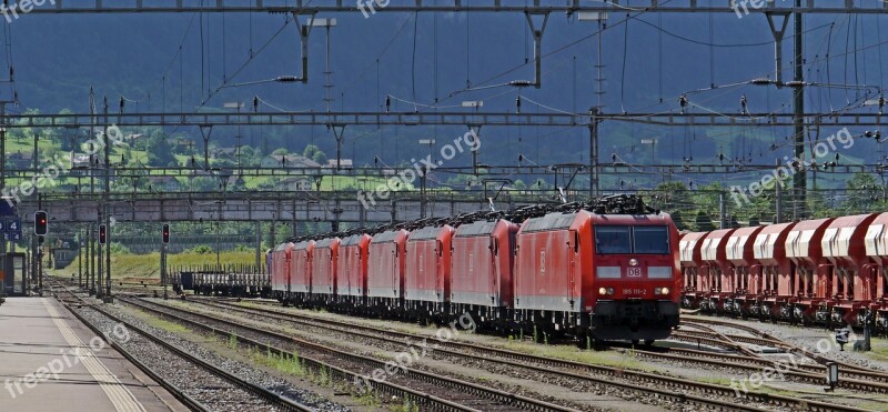 Switzerland Gotthard Train Station In Erstfeld Thrust Engines Reinforcement