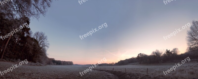 Meadow Sunrise Cold Morning Frozen