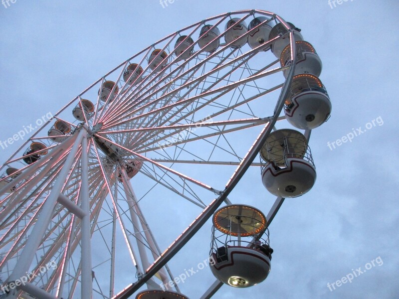 Ferris Wheel Blue Sky Fun Park Evening