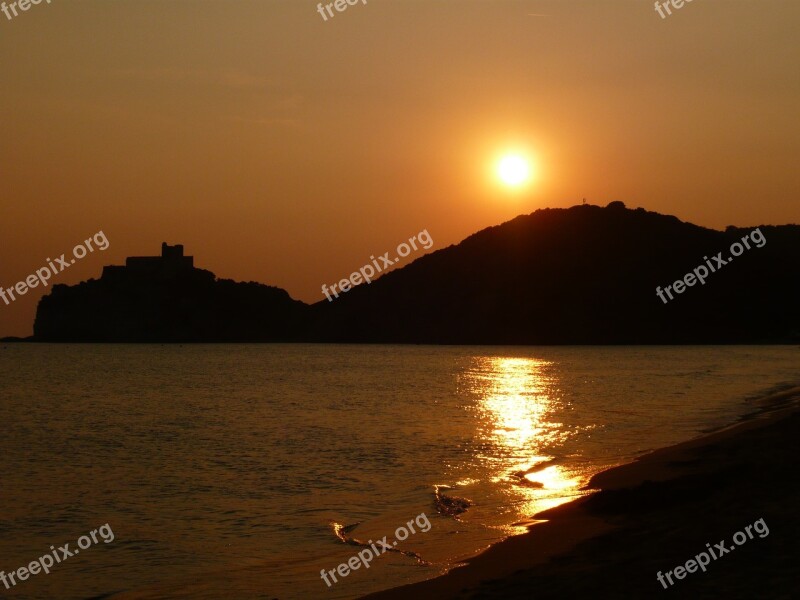 Tuscany Sunset Beach Sea Italy Orange Sky