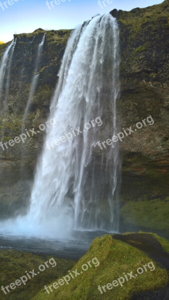 Iceland Waterfall Rainbow Nature Landscape