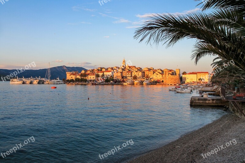 Medieval Town Croatia Korcula Sunset