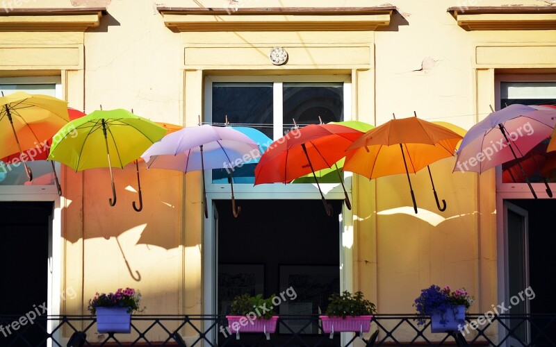 Umbrellas Balcony Colorful Summer Outdoor