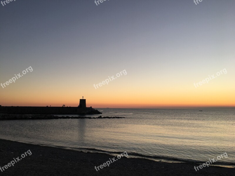 Sunset Sea Liguria Italy Horizon