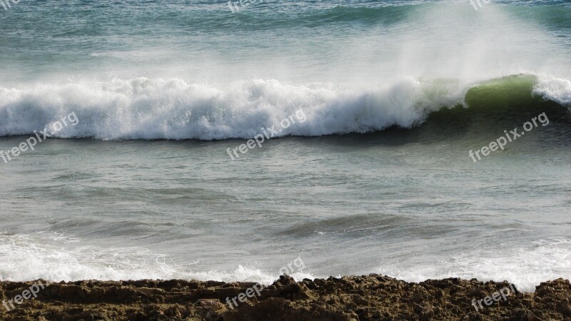 Wave Smashing Beach Sea Nature