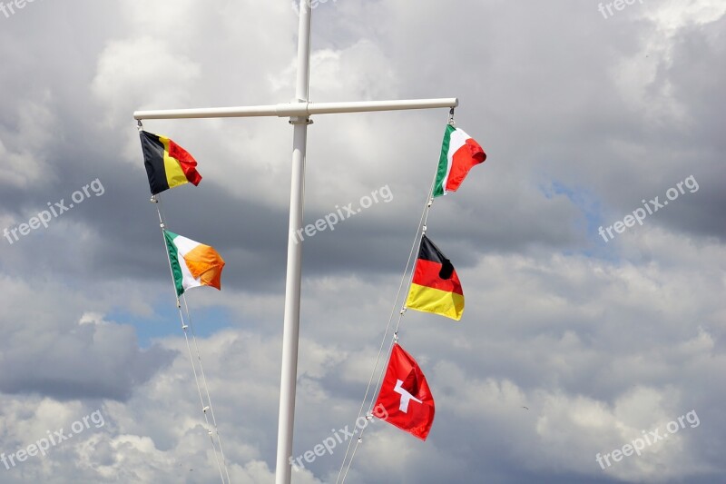 Flags Pennants Sky Clouds Mat