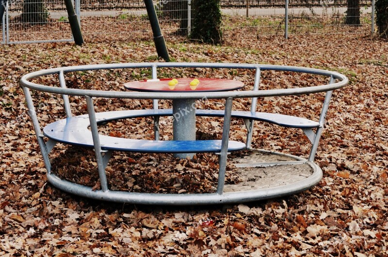 Playground Game Device Abandoned Autumn Leaves