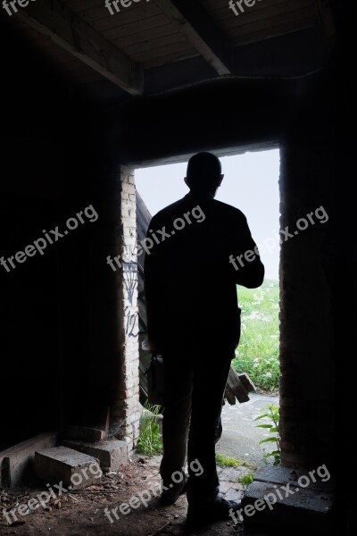 Person Man Pension Door Opening Silhouette