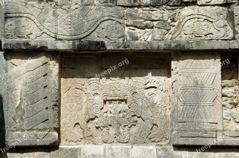 Chichen Itza Yucatan Maya Warrior Wall