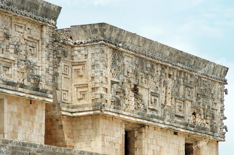 Mexico Uxmal Decoration Maya Style Puuk Ruins