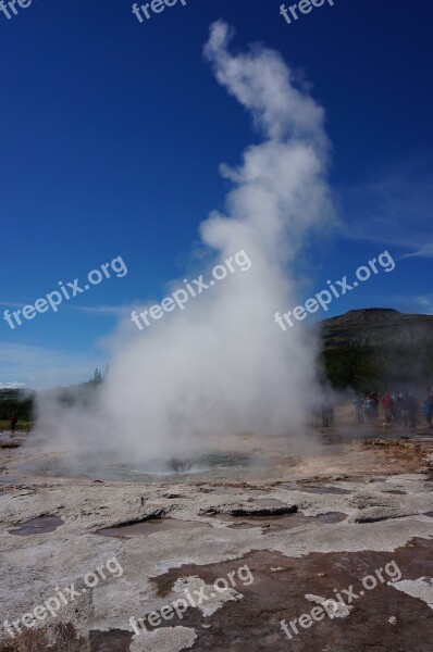 Iceland Island Steam Geyser Free Photos