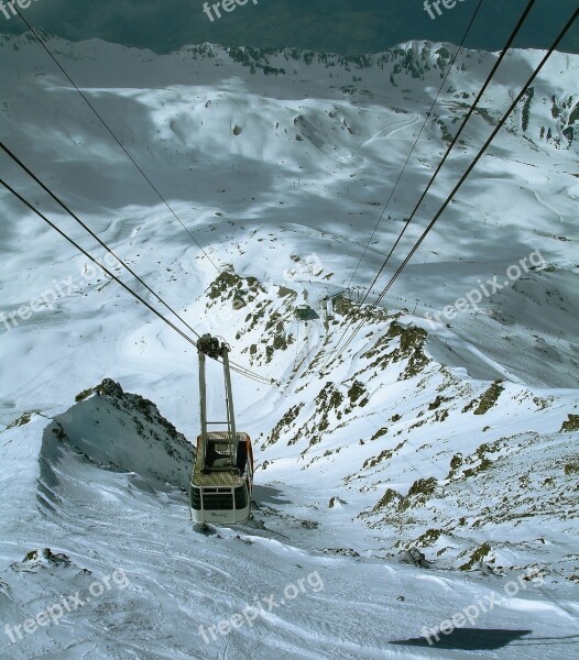 Cable Car Winter Gondola Mountains Alpine