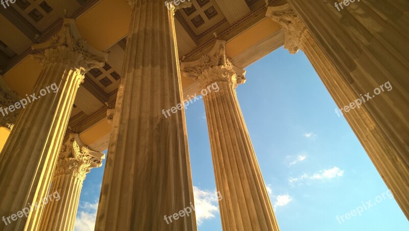 Columns Architecture Greece Perspective Sky