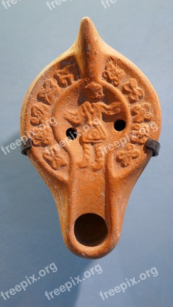 Oil Lamp Roman Ancient Ceramic Arles