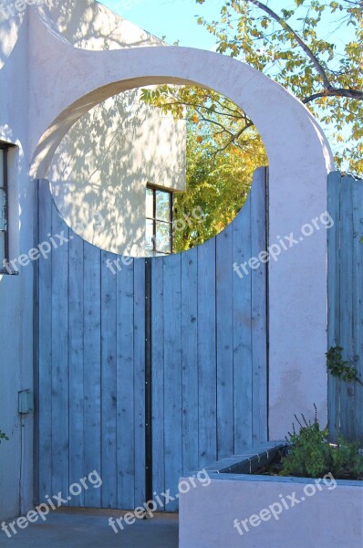 Archway Adobe Wooden Gate Blue Gate Architecture