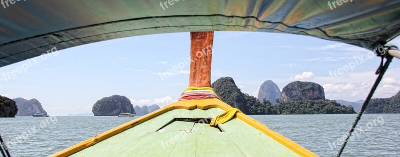 Thailand Krabi Long Boat Boat Skyline