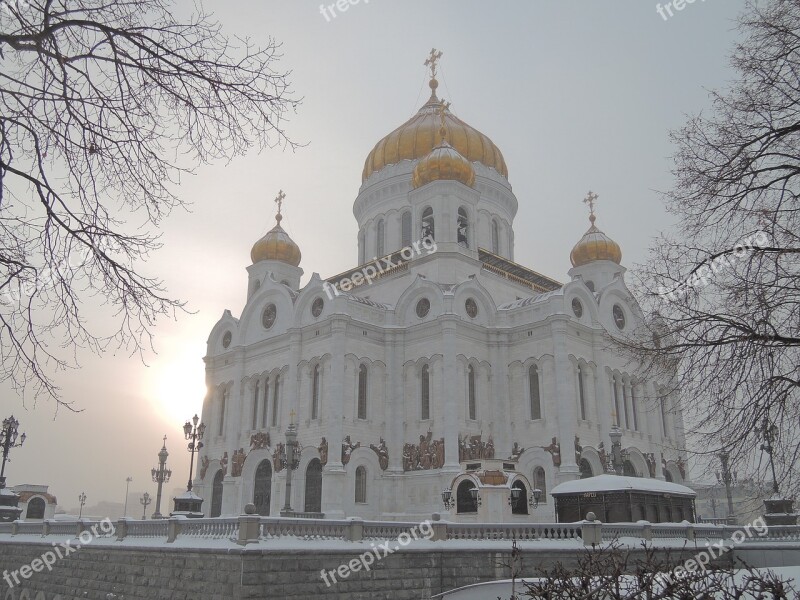 Temple Russia Moscow Christ The Savior Cathedral Religion