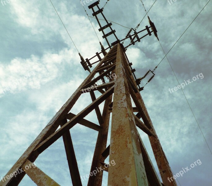 Strommast Sky Rust Electricity Power Line