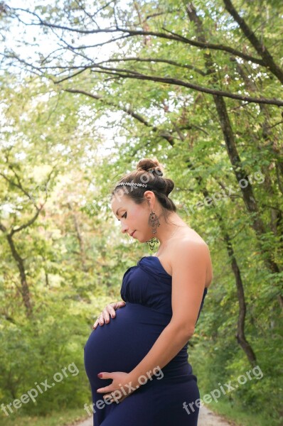 People Pregnancy Woman Forest Waiting For Baby