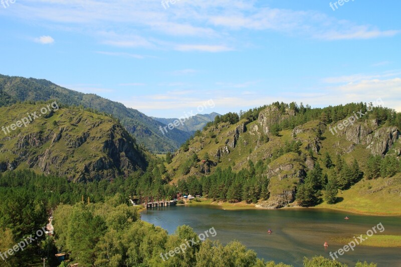 Altai Lake Mountains Nature Trees