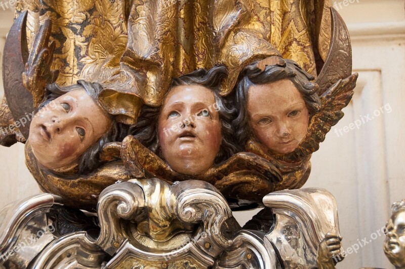 Seville Notre Dame Cathedral Seat Statue Angels Faces