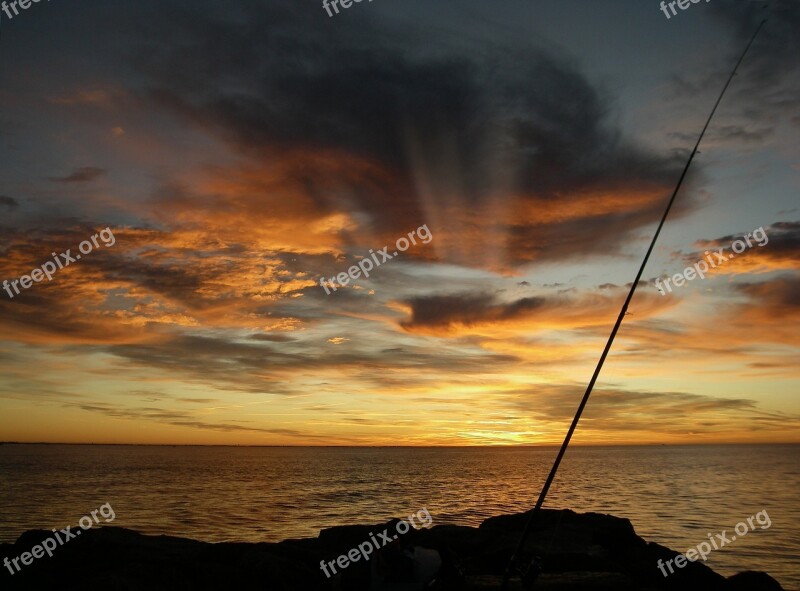 Fishing Morning Calm Mediterranean Sun Rise Free Photos