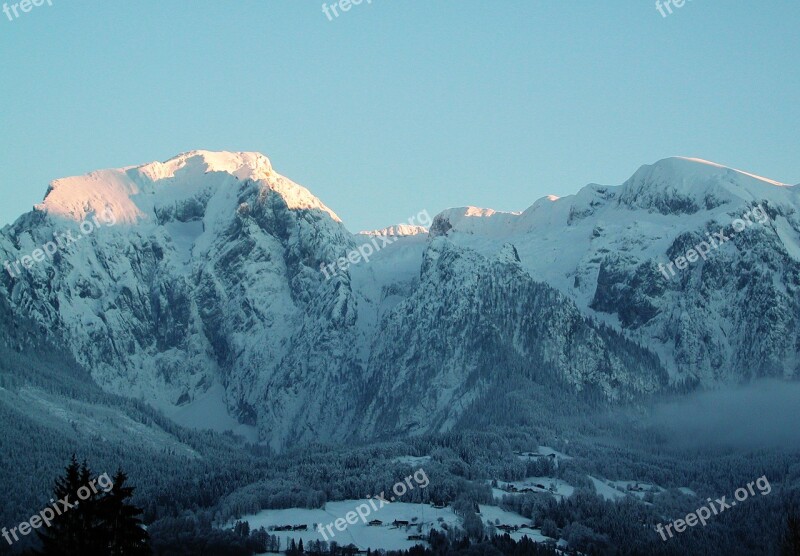 Alpine Mountains Alpenglühen Illuminated Summit