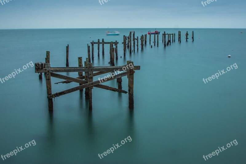 Swanage Old Pier Ocean England Wooden