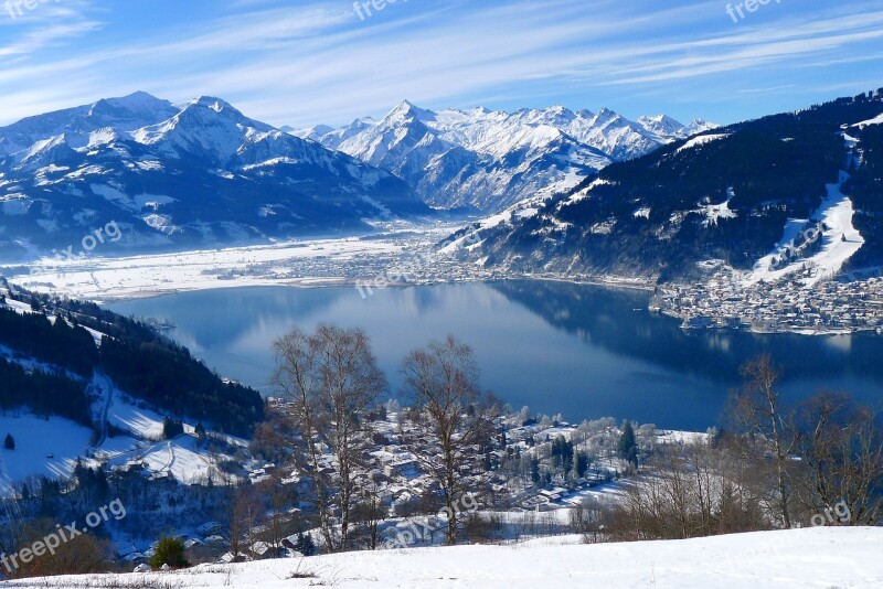 Winter Wintry Mountains Lake Lake View