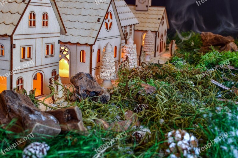 Christmas Christmas Village Tannenzweig Background Deco