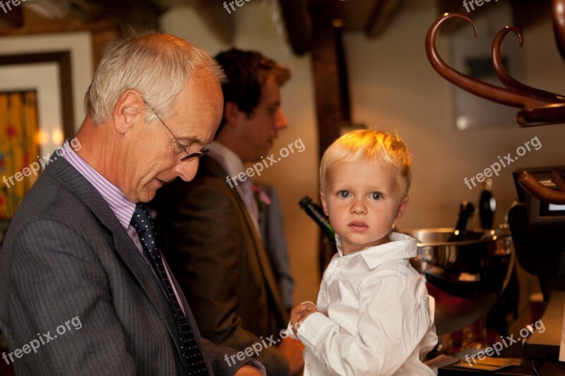 Boy Grandfather Care Family Celebration