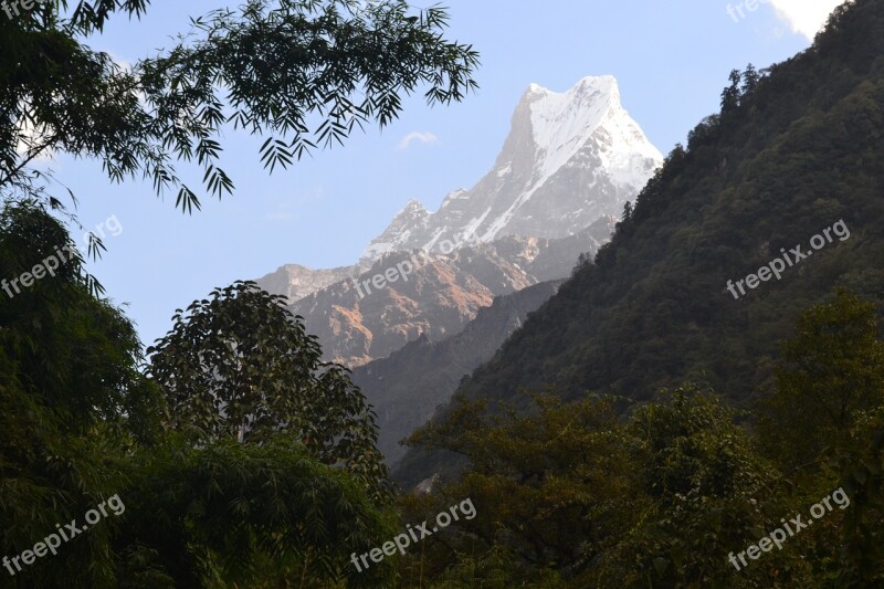 Mountain Trekking Nepal Beauty Outdoor